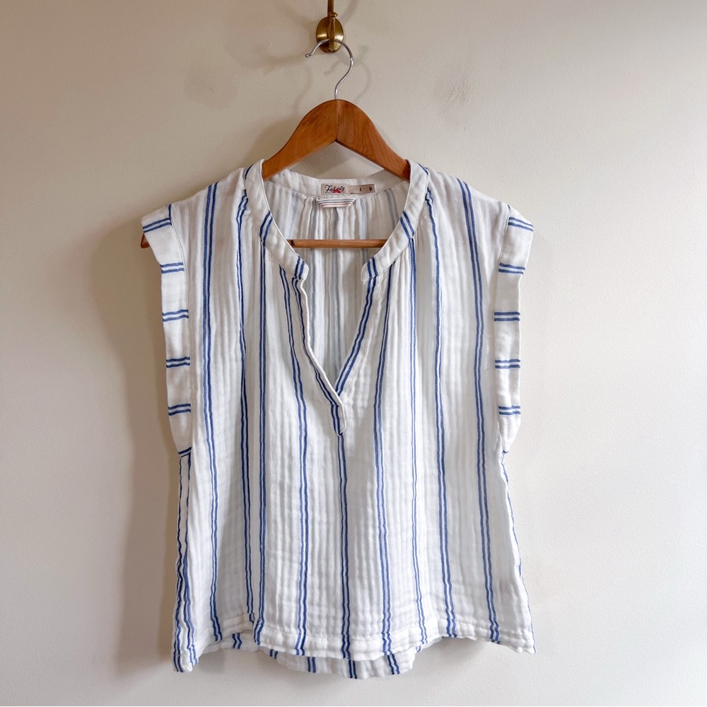 Faherty Gauzy Cotton Cap Sleeve Top